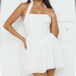 Hello Molly White Strapless Textured Fit & Flare Dress